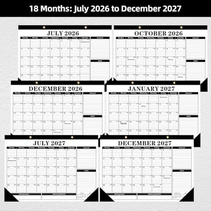 Tcamp Desk Calendar 2026-2027, Large Desktop Calendar (Jul 2026 - Dec 2027) - color: Black+White, size: 17"x12"(Jul 2026-Dec 2027)