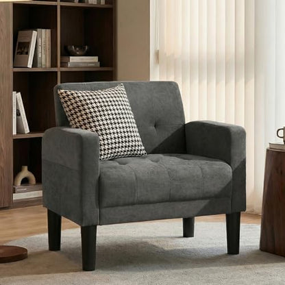 TYBOATLE Dark Grey Accent Chair, Tufted Reading Armchair for Living Room - color: Dark Grey, size: 30.9inch-1