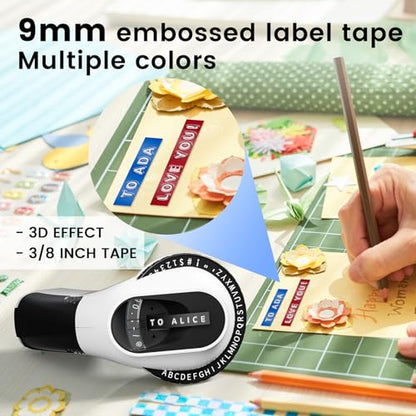 Zodzi Label Maker,Embossing Label Maker,Manual Embossed Label Maker Machine - color: Black
