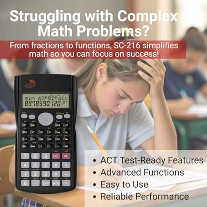 6-Pack SC-216 Non-Graphing Scientific Calculator, Middle/High School - style: 6 pack Bundle