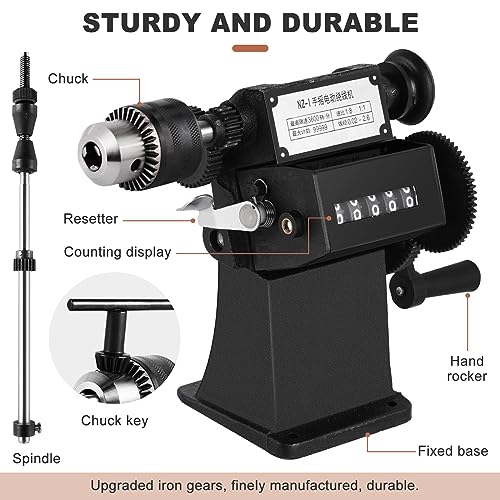 Manual Coil Winding Machine 1/16"- 1/2" Hand Coil Winder with Counter for Spirals, Motor Coil, Guitar Pickup Coils