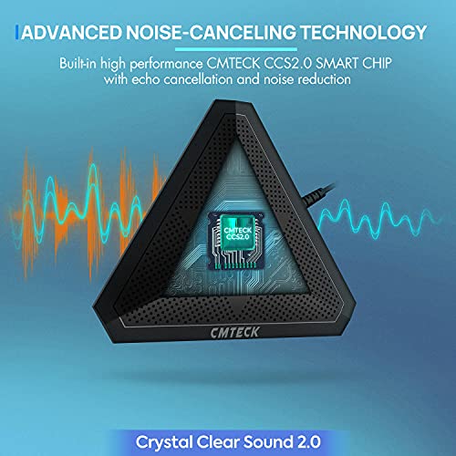 CMTECK Conference USB Microphone, Plug-and-Play Omnidirectional Desktop Mic | Built-in mute button; compact desktop design. Crystal-clear pickup for meetings, streaming. Works with Windows/macOS - color: WITHOUT SPEAKER (black)