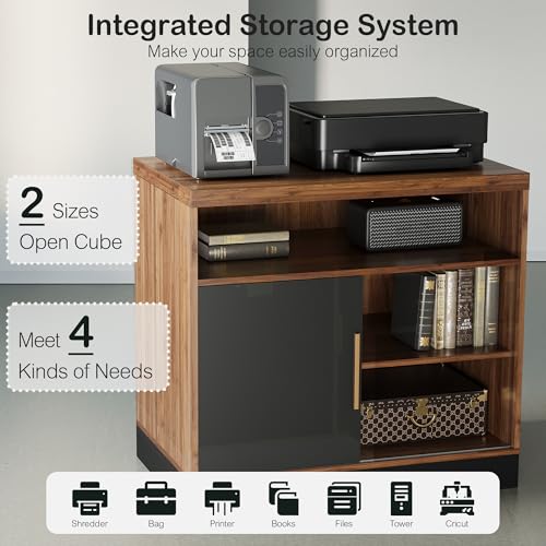 ModernMate Wood Accent Storage Cabinet with Shelves and Sliding Door - color: Black Walnut