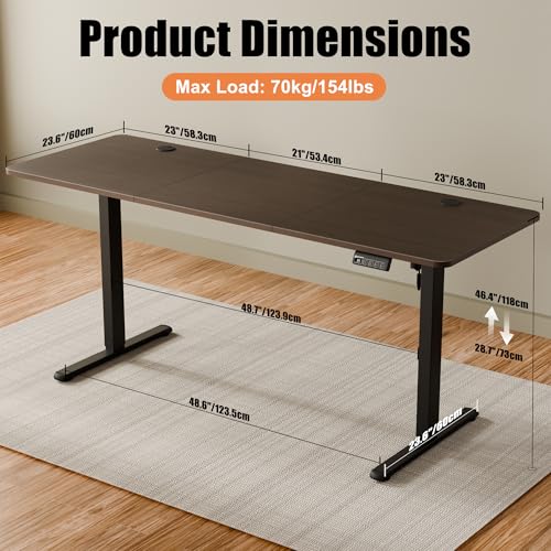 67"x24" Standing Desk, Height Adjustable Sit-Stand Home Office, Walnut | Electric Adjustable Standing Desk, Sit to Stand Computer Office Desk with Splice Board, Memory Preset, Lifts 28.7''-46.5" - color: Black Frame-walnut, size: 67-inch