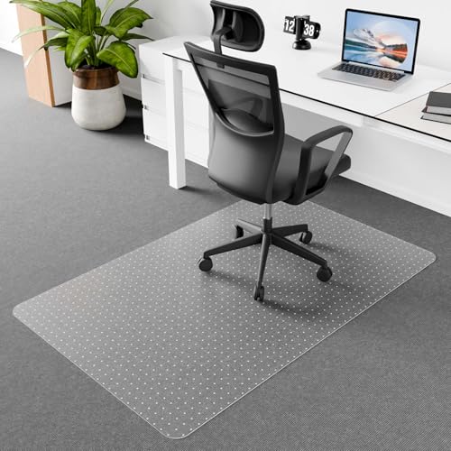 Desk Chair Mat for Low Pile Carpets, 55" x 35" Office Clear Protector Floor Mat for Carpets, Easy Glide Plastic Mat for Office Home (Rectangle) - color: Flat-pile Carpets, size: 35'' x 55'' Rectangle