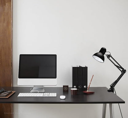 Adjustable Clamp Desk Lamp 24" Height, Swing Arm Architect Metal Table Lamp, Gooseneck and 360° Rotating Shade, E26 Base (Bulb NOT Included) Black Clip-On Light for Office, Study, Reading, Crafting
