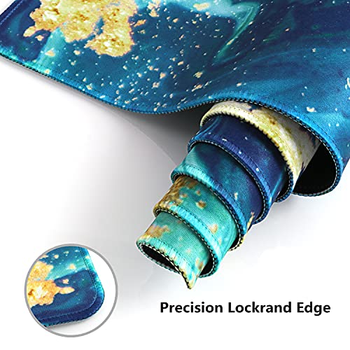 iCasso Extended Gaming Mouse Pad,Desk Pad 35.4x15.7in,Blue Marble | Large Non-Slip Rubber Base Mousepad with Stitched Edges,Waterproof Keyboard Mouse Mat for Work, Office, Home - color: Blue Marble