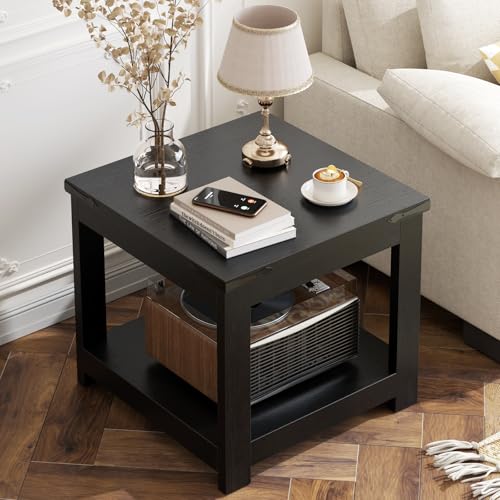 Homieasy 20x20 End Table, Square Side Table for Living Room, Black - color: Black