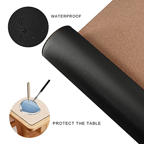 MAIDERN (51” + 51”) x 15.7” L Shaped Corner Desk Mat, Cork & Leather Reversible Desk Pad for Gaming Computer Office Home (Black) … - size: (51” + 51”) x 15.7”
