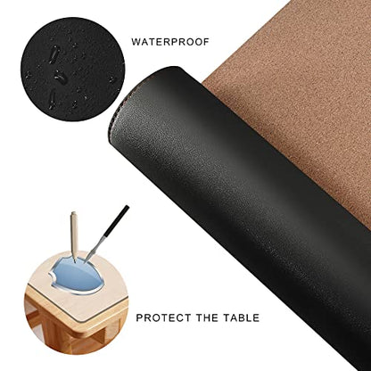 MAIDERN (51” + 51”) x 15.7” L Shaped Corner Desk Mat, Cork & Leather Reversible Desk Pad for Gaming Computer Office Home (Black) … - size: (51” + 51”) x 15.7”