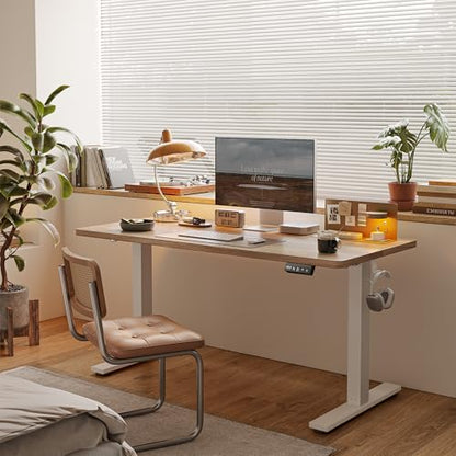 TIQLAB 48 X 24 Inch Height Adjustable Electric Standing Desk, Maple - color: Maple, size: 47*24 inch