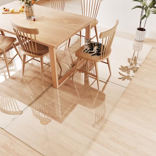 Tempered Glass Chair Mat for Carpet 60"x40", Floor Protector | Ultra Clear Office Chair Mat for Hardwood Floors & Carpets, Heavy Duty 0.2" Scratch-Resistant Surface with Non-Slip Pads - size: 60"x40"