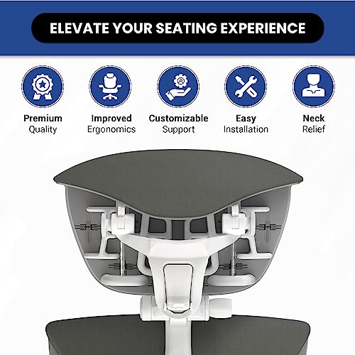 OFFICE LOGIX SHOP Embody Headrest Compatible with Herman Miller Embody Chair (Grey Rythem Fabric/White Frame) - color: Grey Rythem Fabric/White Frame