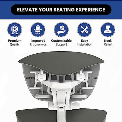 OFFICE LOGIX SHOP Embody Headrest Compatible with Herman Miller Embody Chair (Grey Rythem Fabric/White Frame) - color: Grey Rythem Fabric/White Frame