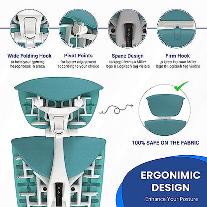 OFFICE LOGIX SHOP Embody Headrest Compatible with Herman Miller Embody Chair (Galaxy Fabric/White Frame) - color: Galaxy Fabric/White Frame