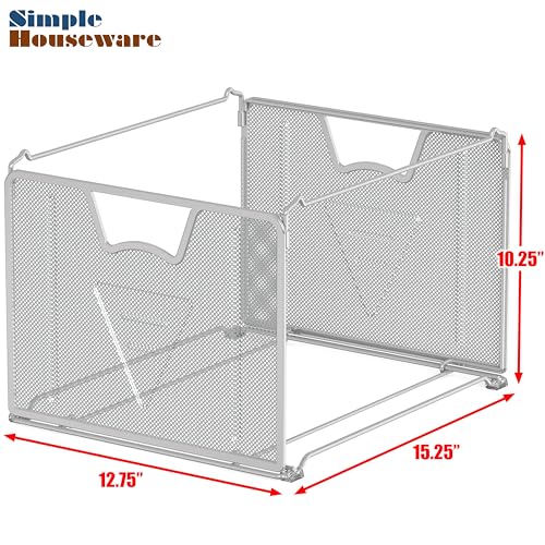 Simple Houseware Mesh Hanging File Folder Organizer, Silver | Fits Letter Size Files, 15.25" x 12.75" - color: Silver, size: 1 Pack