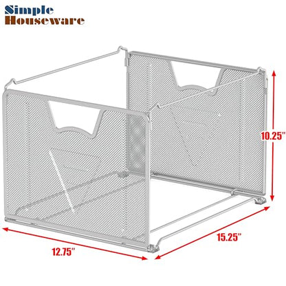 Simple Houseware Mesh Hanging File Folder Organizer, Silver | Fits Letter Size Files, 15.25" x 12.75" - color: Silver, size: 1 Pack