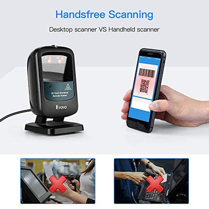 Eyoyo 2D USB Wired Desktop Hands-Free Barcode Scanner Omnidirectional - color: Blue Desktop Barcode Scanner