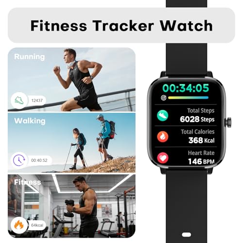 Fitness Tracker Watch - 24/7 Heart Rate, Pedometer, Calorie & Step Counter, Sleep Monitor - IP68 Waterproof Smart Watches for Women Men, Android & iPhone