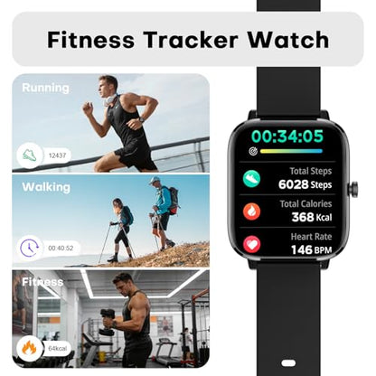 Fitness Tracker Watch - 24/7 Heart Rate, Pedometer, Calorie & Step Counter, Sleep Monitor - IP68 Waterproof Smart Watches for Women Men, Android & iPhone