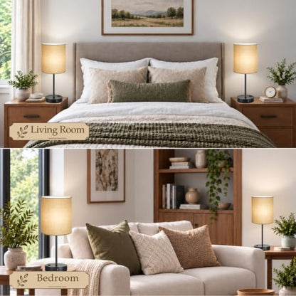 Lynnoland Set of 2 Touch Control Table Lamps, 3-Way Dimmable Bedside Nightstand Lamps for Bedroom Living Room Nursery, 800 Lumens 5000K Warmlight Bulbs Included,Champagne Gold - color: Champagne Gold & Matte Black