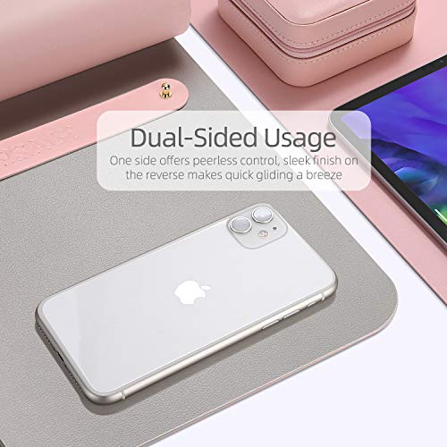 YSAGi Multifunctional Office Desk Pad, Ultra Thin Waterproof PU Leather Desk Mat, Dual Use Desk Writing Mat for Office/Home (35.4" x 17", Pink) - color: Pink, size: 17" x 35.4"