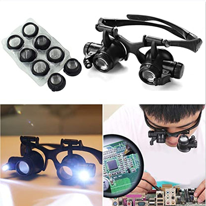 10X 15X 20X 25X LED Head Mount Magnifier Headband Visor with Light - color: 10x 15x 20x 25x