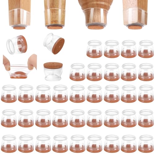 CHUNZEXI 36 Pack Chair Leg Floor Protectors for Hardwood Floors, Silicone Felt Covers Pads Caps, Protect Wood Furniture Feet Floors Noise Reduce and Scratch (Universal Large) - color: Clear-36pack, size: Universal L