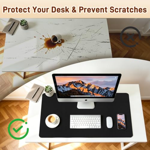 PU Leather Desk Protector/Nightstand Mat, 23.6X13.7 in Black - color: Black, size: 23.6" x 13.7"