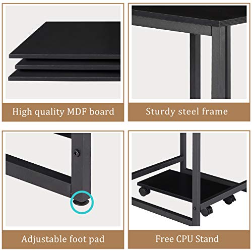 U-Shaped Computer Desk, Industrial Corner Writing Desk with CPU Stand, Gaming Table Workstation Desk for Home Office for Adults Black