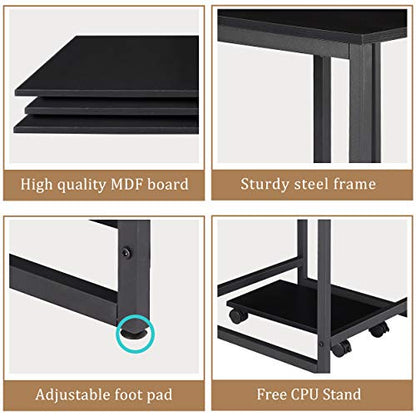 U-Shaped Computer Desk, Industrial Corner Writing Desk with CPU Stand, Gaming Table Workstation Desk for Home Office for Adults Black