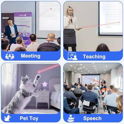 Presentation Clickers for PowerPoint with Timer, Wireless Rechargeable Laser Pointer for Laptop Presentations Remote, Power Point Remote Clicker for Computer/Mac/PPT/Google Slide Advancer - size: Re-Red-Timer-Battery Display