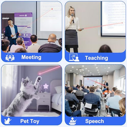 Presentation Clickers for PowerPoint with Timer, Wireless Rechargeable Laser Pointer for Laptop Presentations Remote, Power Point Remote Clicker for Computer/Mac/PPT/Google Slide Advancer - size: Re-Red-Timer-Battery Display