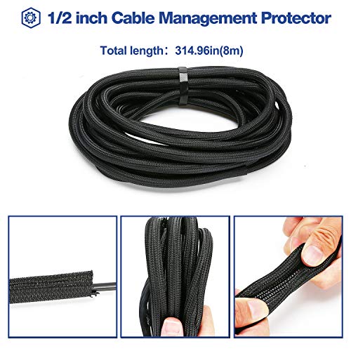 JOTO 26 Feet Cable Management Sleeve -Black - color: Black, size: 1 Pack, 312 Inches