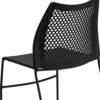 EMMA + OLIVER Home and Office Black Sled Base Stack Chair with Air - color: Black