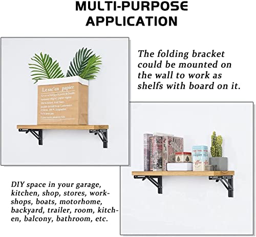 Folding Shelf Brackets - 12 Inch 4 Pcs Heavy Duty Collapsible Shelf Bracket - size: 12 Inch- 4 Packs