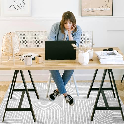 Office Chair Mat for Hardwood Floor, 48"x36" Easy Glide Computer Desk Mat Protector for Rolling Chair Under Desk Rug Nonslip Backing, Machine Wash (Modern) - color: Grey Ink, size: 36"x48"