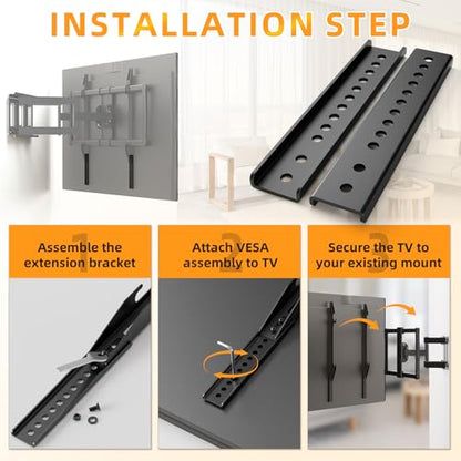 TV Mount Extension Bracket, Vertical VESA Mount Extender Fits TV Ceiling Mounts, Compatible with VESA Bracket Only, Adjustable TVs Extension Arms to Lower Height, 2PCS,Black