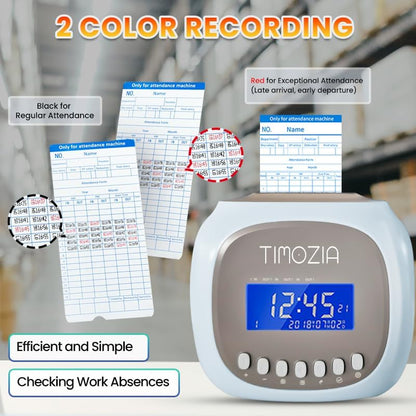 Time Clocks for Employees Small Business, Auto-Align Time Clock, 6 Punches per Day Time Machine | Clock in Machine for Employees with 100 Time Cards, 2 Ink Ribbons