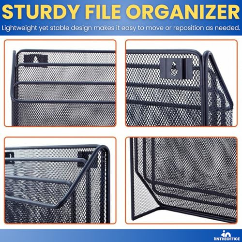 1InTheOffice 3 Tiers File Folder Organizer, Desk Sorter, Black Mesh Organizer