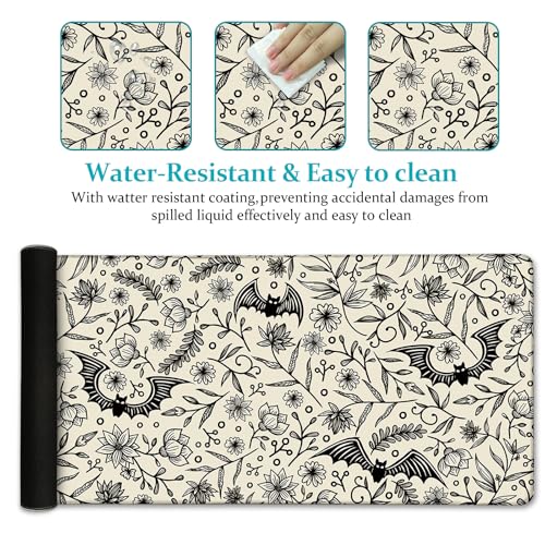 LIMKRIAN Bat Mouse Pad, Large Gaming Desk Mat, 31.5 x 11.8 in Gothic Decor - color: Bat