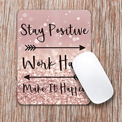 Audimi Small Mouse Pad 6 x 8 Inch, Mini Mouse Pad Thick for Laptop Wireless Mouse Home Office Travel, Portable & Washable (Stay Positive) - color: Stay Positive
