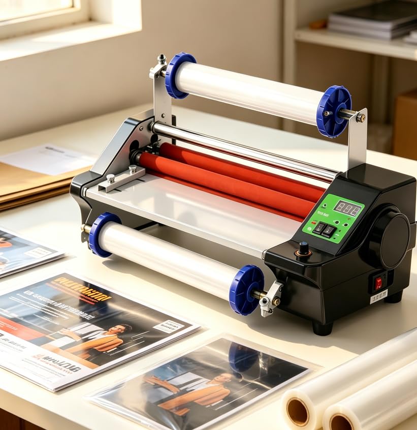 MXBAOHENG 13.78 Inch Hot Cold Roll Laminator, Digital Temperature Display
