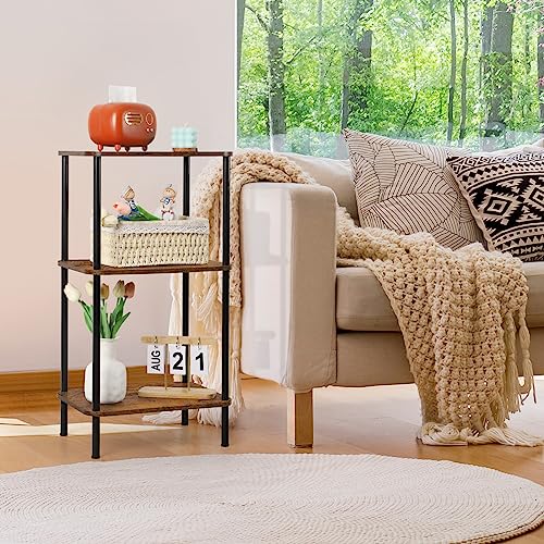 BTY 3 Tier Tall End Table Telephone Table Tall Side Table, 30" H Small End Table with Storage Shelves, Tall Nightstand for Living Room, Bedroom, Home Office,3 Tier Slim Table, Tall Side Table - color: Brown
