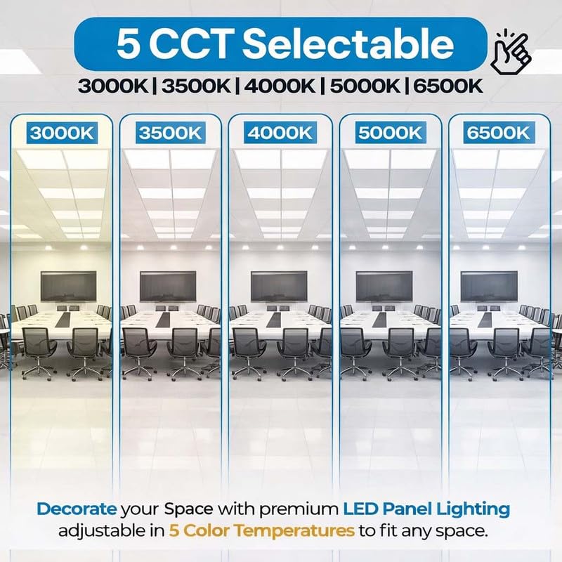 2x2 LED Light Flat Panel, 30-72W, 5 CCT 3K|3.5k|4K|5K|6.5K, Dimmable Recessed Drop Ceiling Lights, 3750/5000/6250/7500/9000 Lumen, Lay in Fixture for Commercial (2x2 FT LED - 4 Pack) - size: 2x2 FT LED - 4 PACK