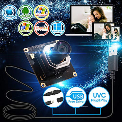 4K Autofocus USB Camera Module with Dual Microphone | IMX415 No distortion Lens 85 Degree Lightburn Camera for Laser engraving, DIY Projects, 3840x2160@30fps, Plug&Play OTG Webcam