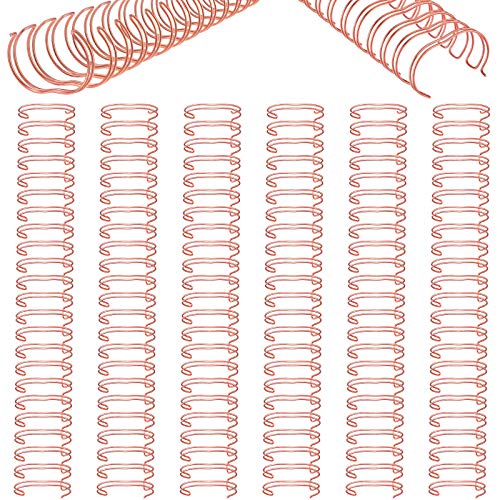 Zonon 6 Pieces Binding Wire Twin Loop Spines Double Loop Binding Wire 1 Inch Cinch Diameter 23 Holes for Teacher Student Document Notebook Making(Rose Gold) - color: Rose Gold