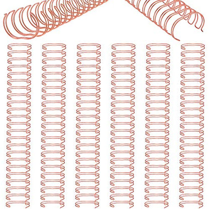 Zonon 6 Pieces Binding Wire Twin Loop Spines Double Loop Binding Wire 1 Inch Cinch Diameter 23 Holes for Teacher Student Document Notebook Making(Rose Gold) - color: Rose Gold