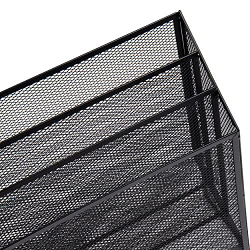 Mind Reader Metal Mesh File Organizer, Black | 3-Tier | Desktop | Modern Style | Pack of 4 - size: Single (Pack of 4)