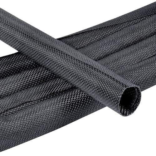 1/2"-48ft Automotive Mesh Woven Wire Sheathing Split Wire Loom | Black Self-Wrap Braided Cable Sleeves Wire Loom Tubing Cord Organize for Wires/Audio Video Cable/Multi-Cable Strings - style: 1/2" - 48 Feet